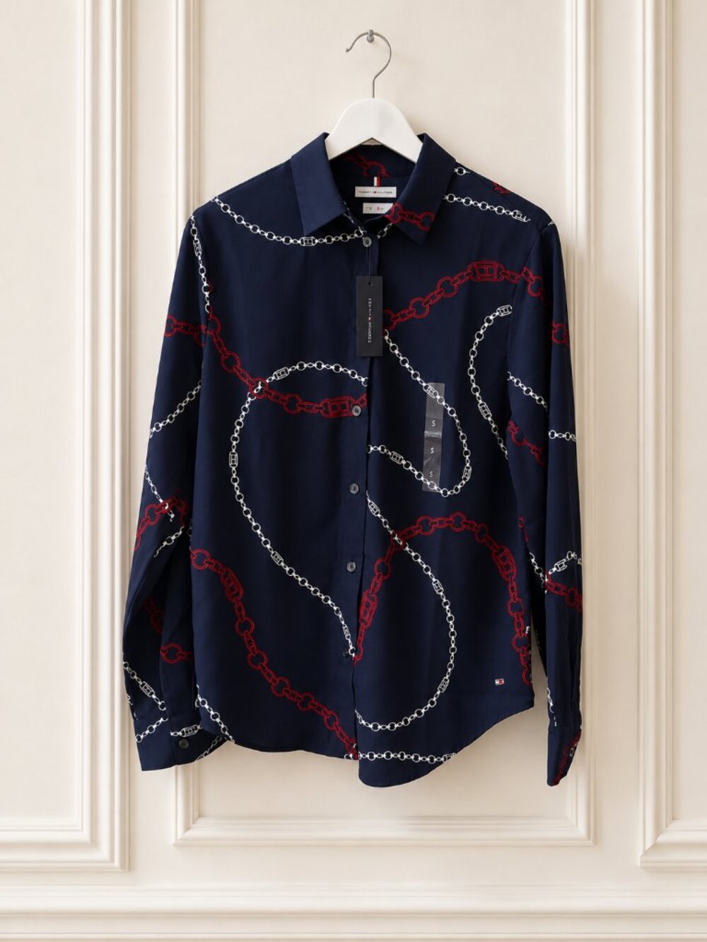 NWT Tommy Hilfiger Relaxed Fit Chain Print Shirt | Small | Navy | $94 Retail